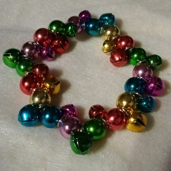 Jingle bell bracelet multi color metal stretch (sku 674) - Picture 1 of 4